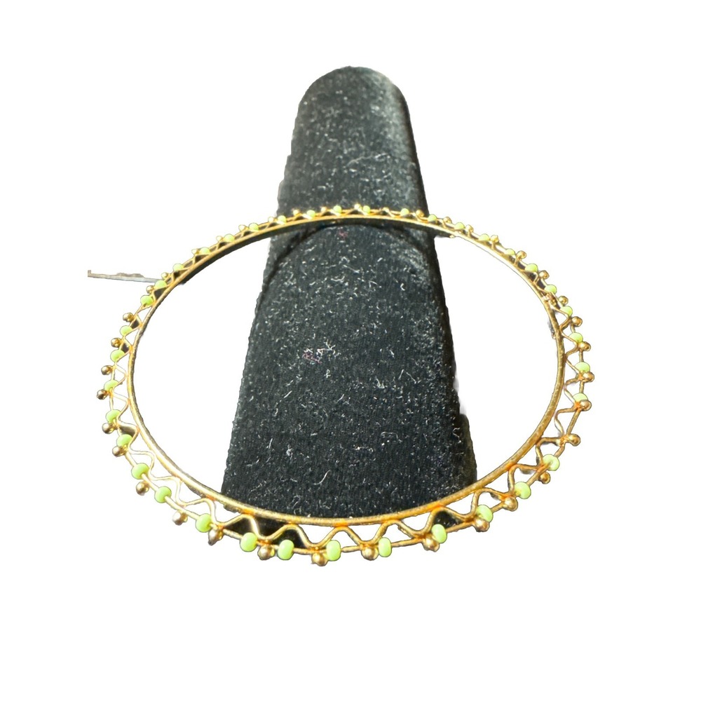 Gold Color Wire Bangle Bracelet Seafoam Green Beads - Picture 4 of 4